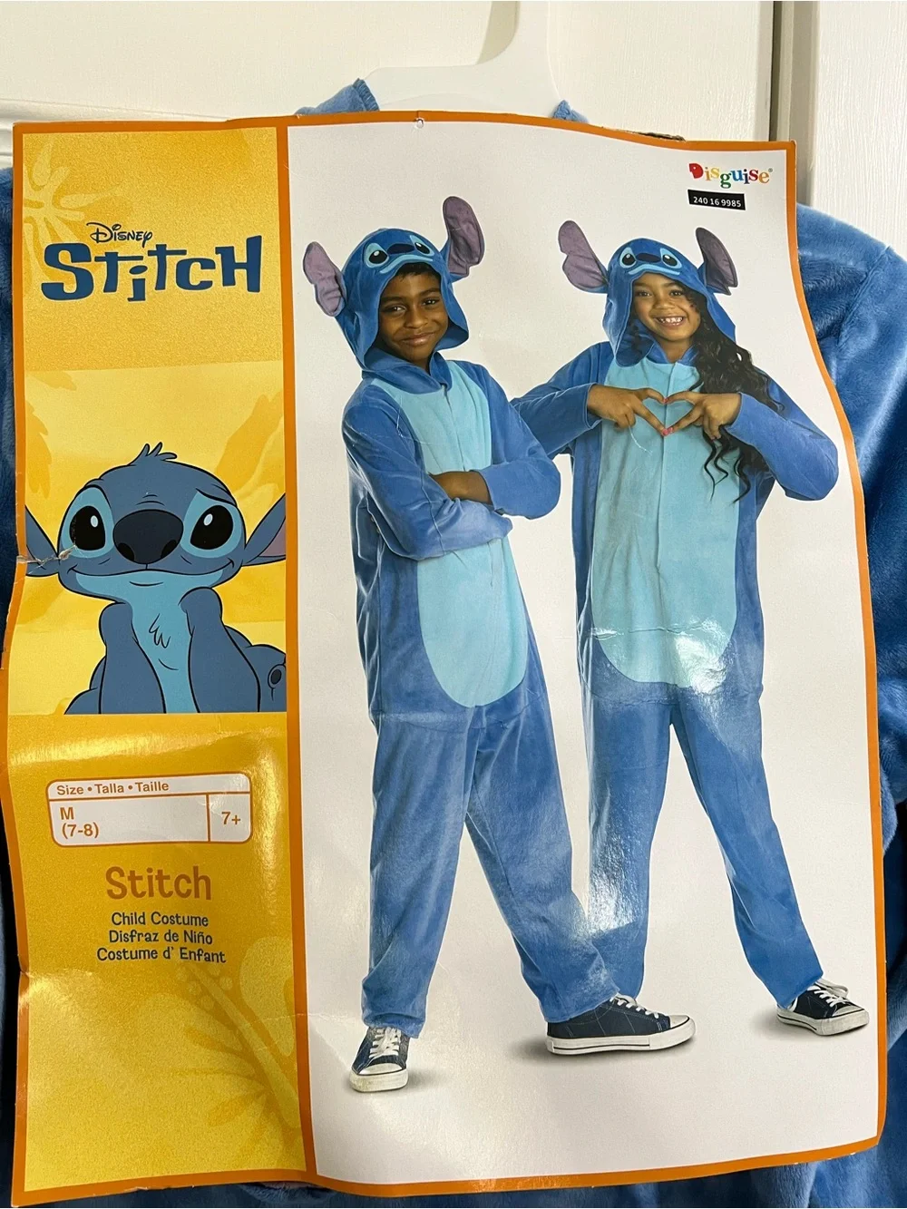 Disney Stitch Blue Plush Kids Costume Onesie with Hood